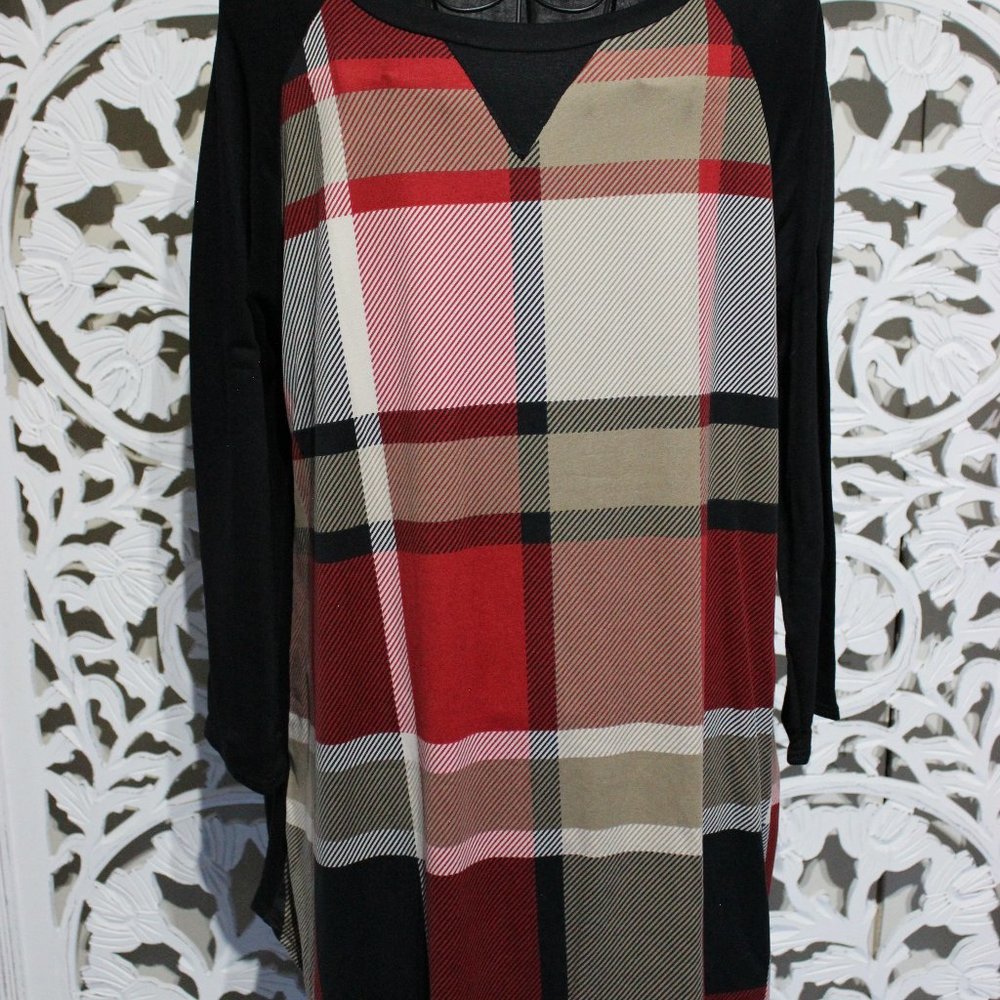 Plus Size Long Sleeve Plaid Tunic